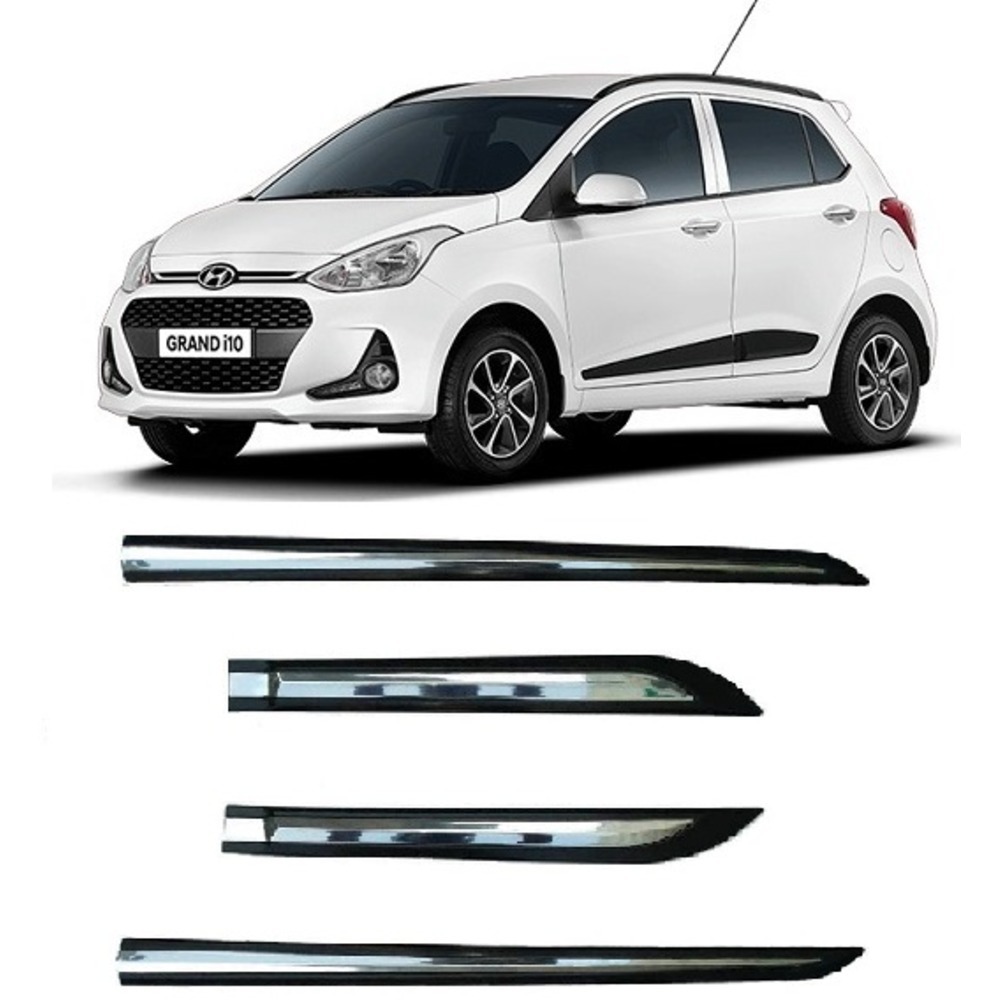 Door Side Beading For Grand i10   - Silver & Black